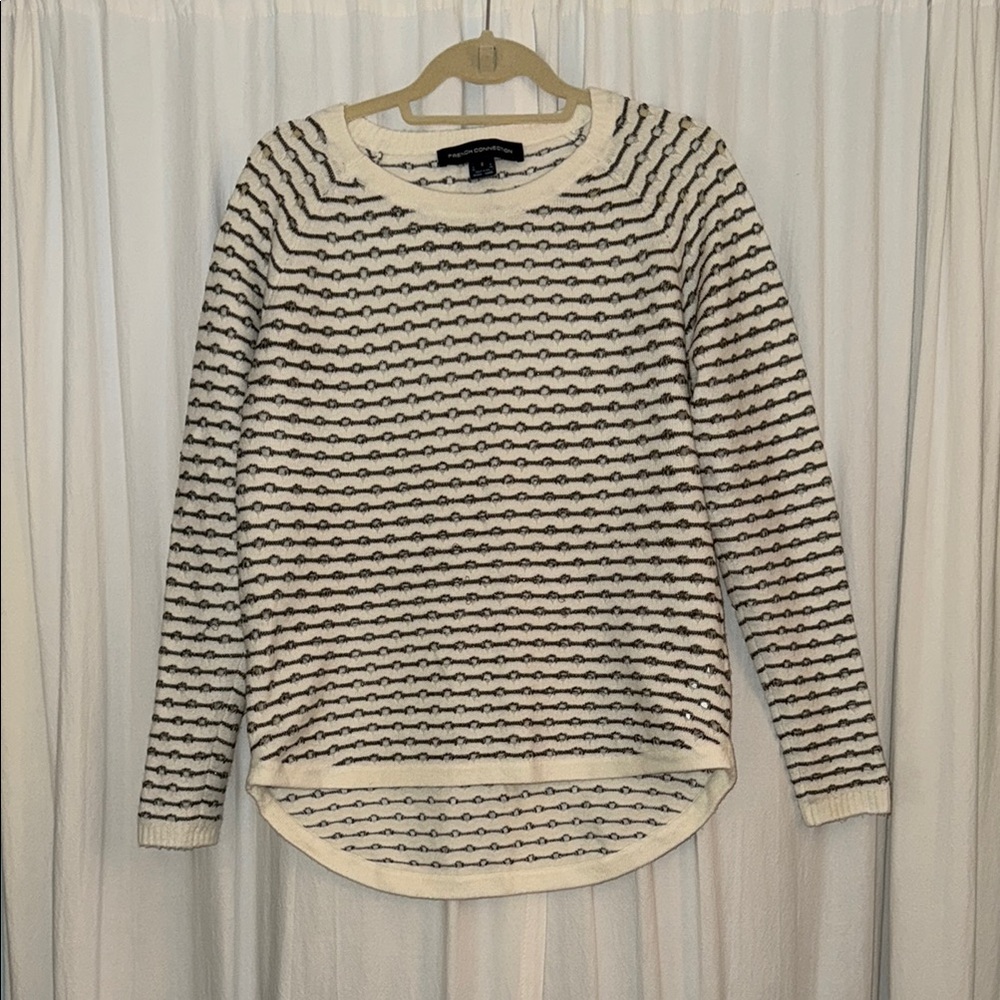 French Connection Metallic Stripped/Hole Sweater